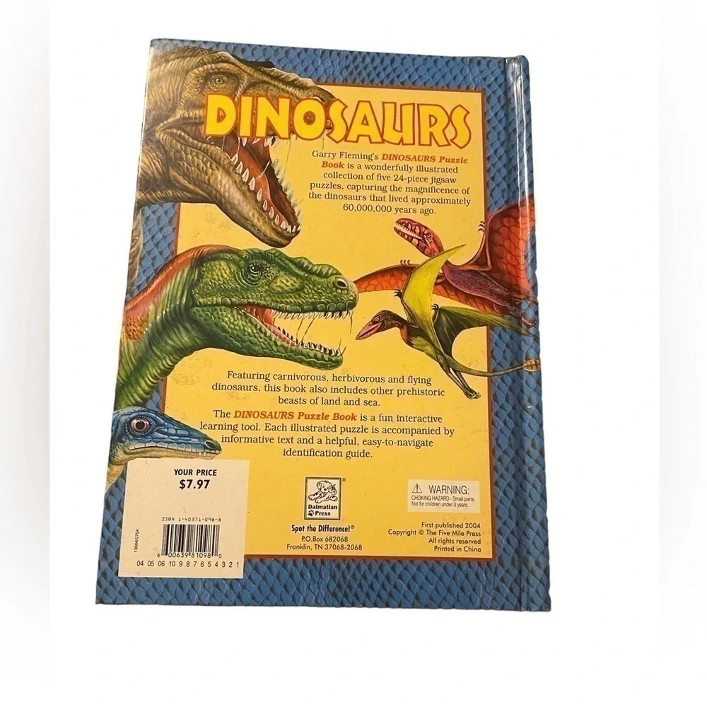 Dinosaur puzzle book & dinosaur figures bundle